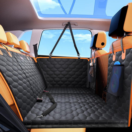 Deluxe Back Seat Extender & Hammock for Dogs – Hard Bottom Car Seat Cover with Mesh Window