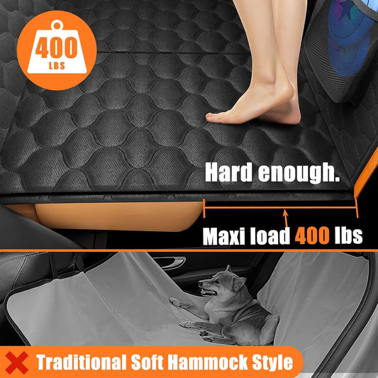 Deluxe Back Seat Extender & Hammock for Dogs – Hard Bottom Car Seat Cover with Mesh Window