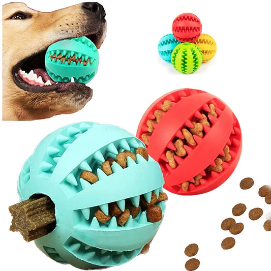 Interactive Rubber Dog Toy Ball – Chewable Treat Dispenser & Teeth Cleaning Toy for Dogs